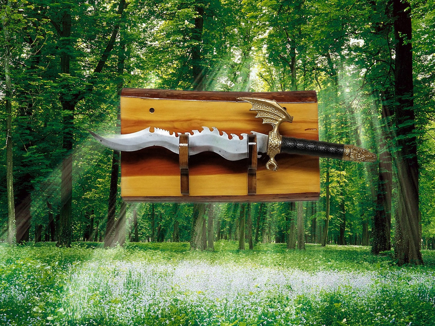 Small Live Edge Cedar Knife Tonto Dagger Bayonet Wall Display Unique Handmade Wooden Gift