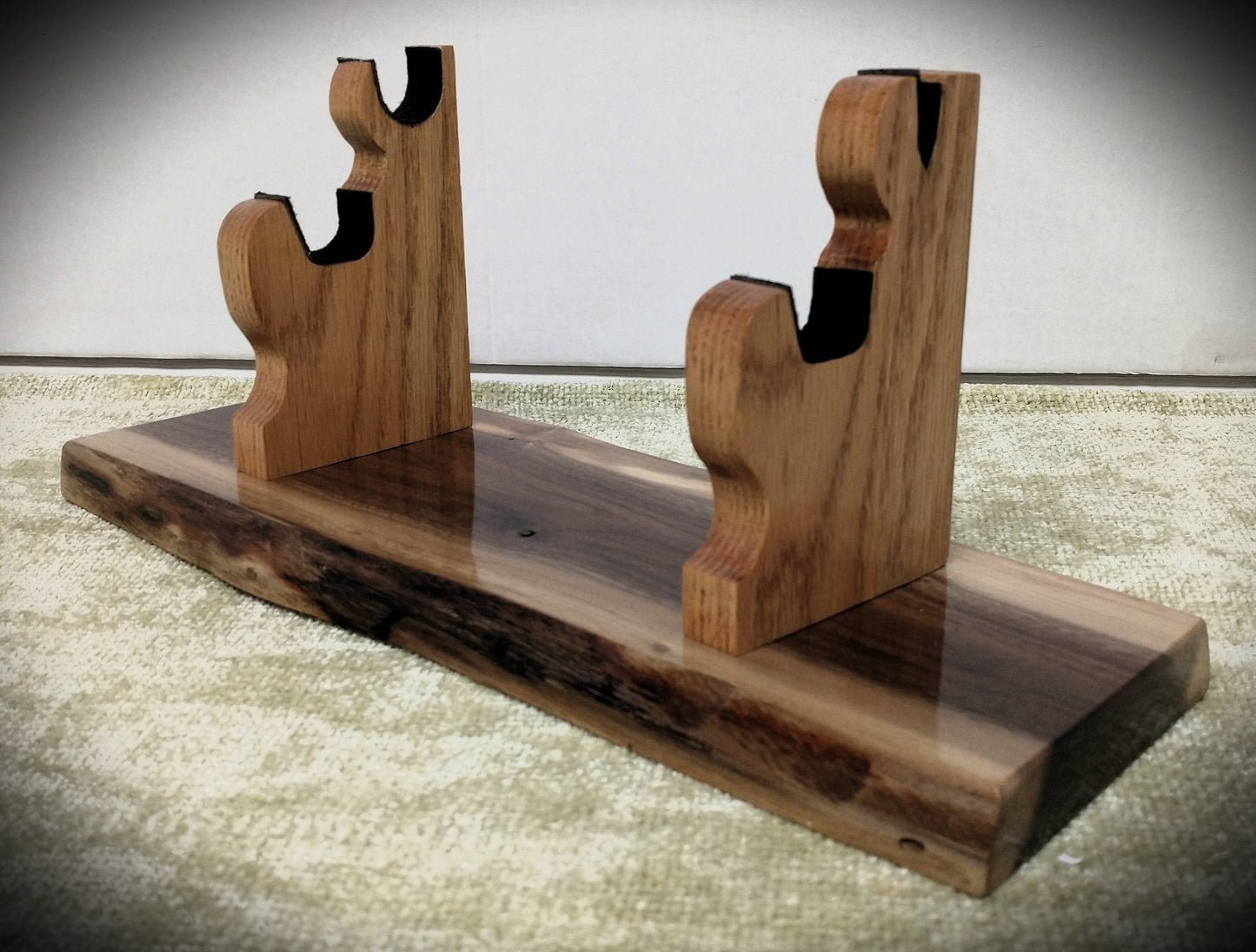 Rustic Live Edge Walnut K-bar, Small Katana, Dagger, Sheath with Blade/Handle Display Stand Collectors Gift