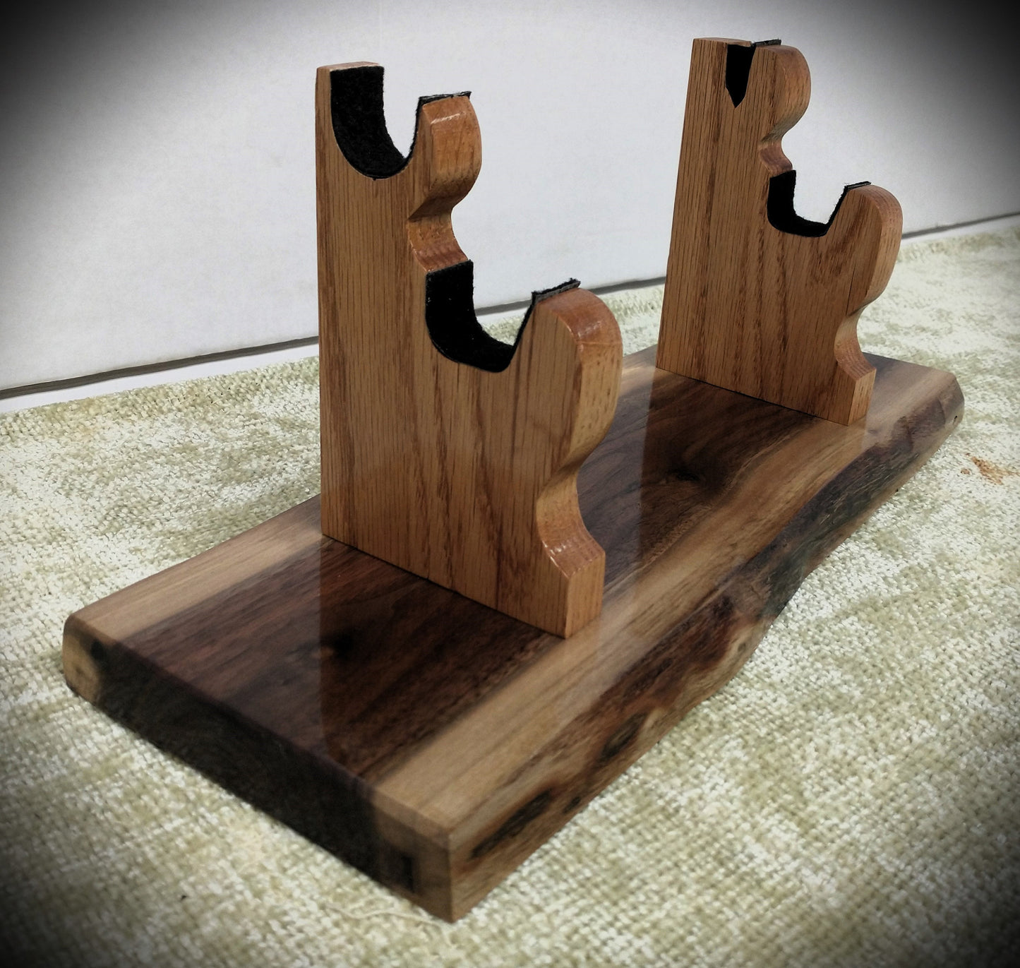 Rustic Live Edge Walnut K-bar, Small Katana, Dagger, Sheath with Blade/Handle Display Stand Collectors Gift