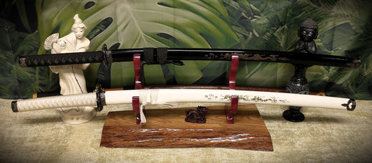 Live Edge Rustic 2 Tier Oak Purple Heart Display Stand Samurai Military Collectors Gift
