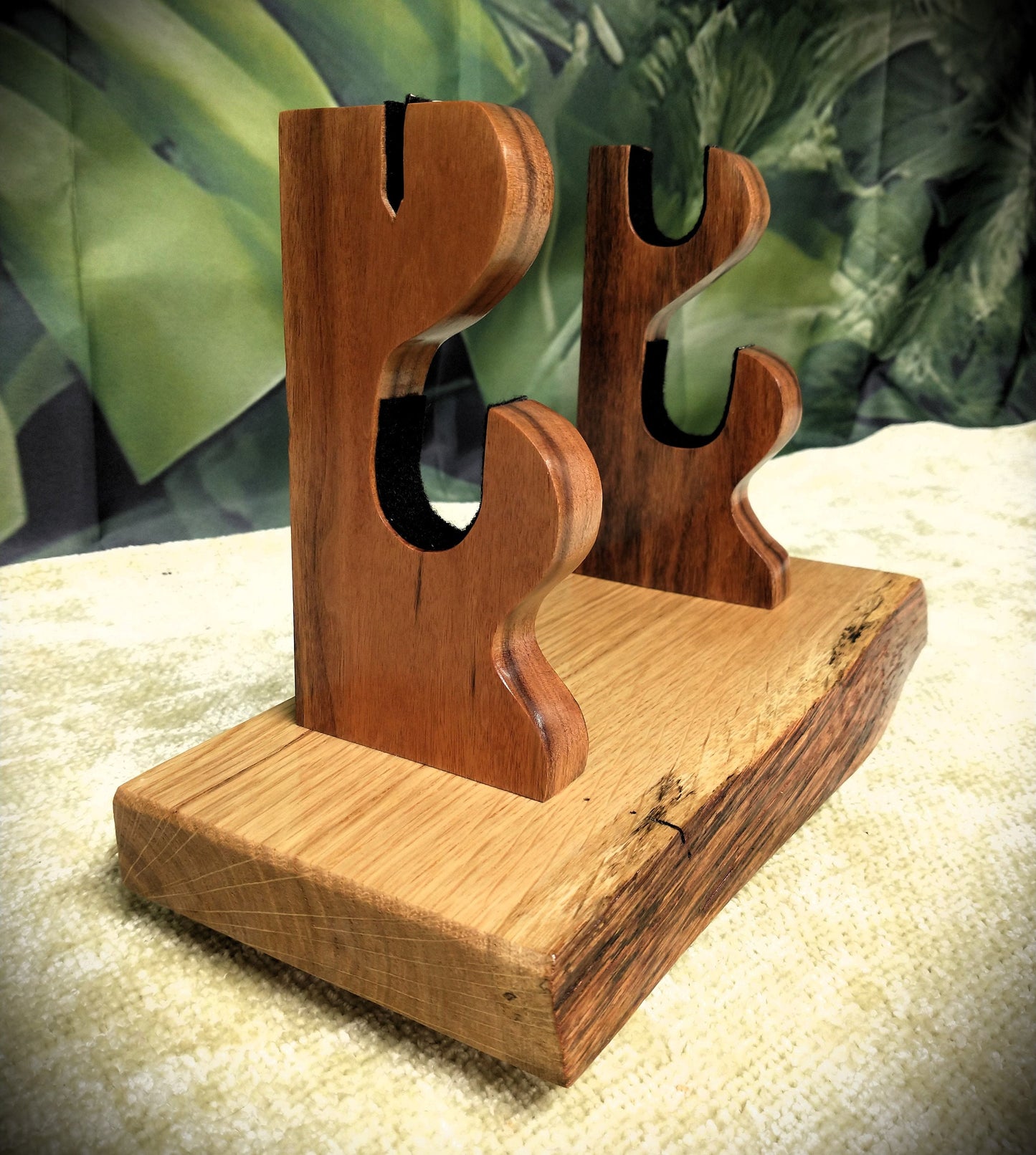 Rustic Live Edge Sword and Sheath Swamp Oak Rosewood Display Stand Samurai Military Collectors Gift