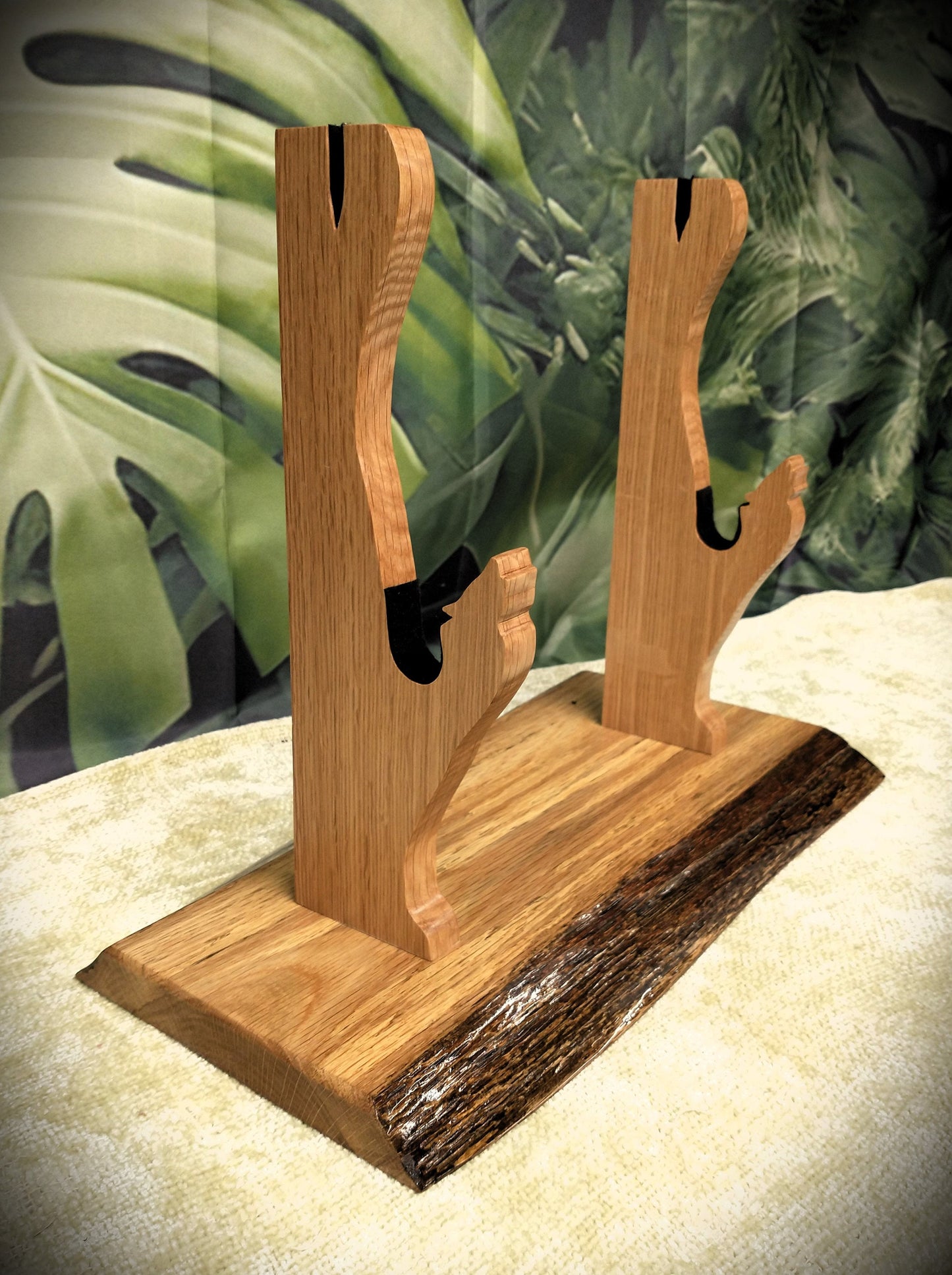 Rustic Live Edge Oak Wolf Sword and Sheath Display Stand Military Samurai Collectors Veterans Gift
