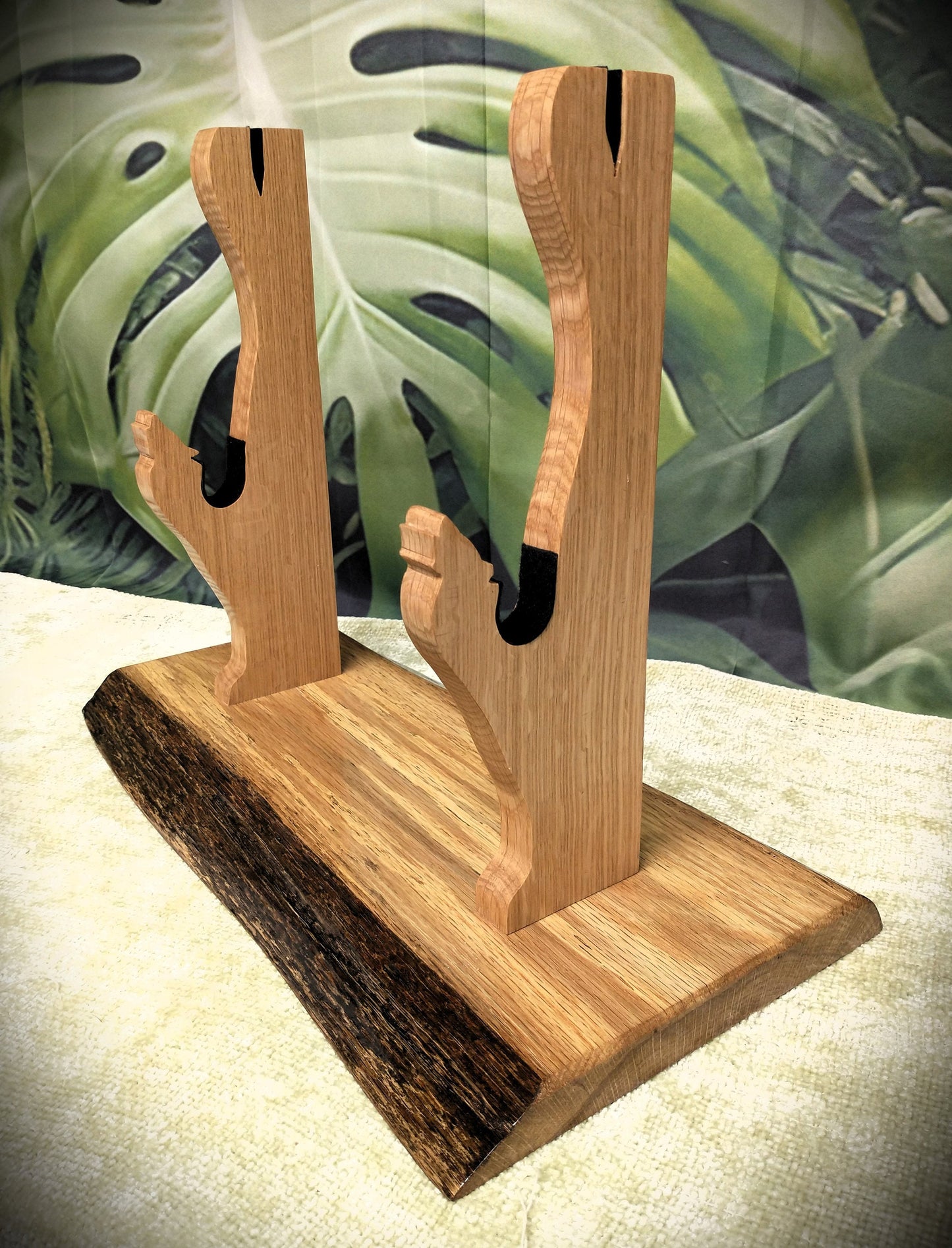 Rustic Live Edge Oak Wolf Sword and Sheath Display Stand Military Samurai Collectors Veterans Gift