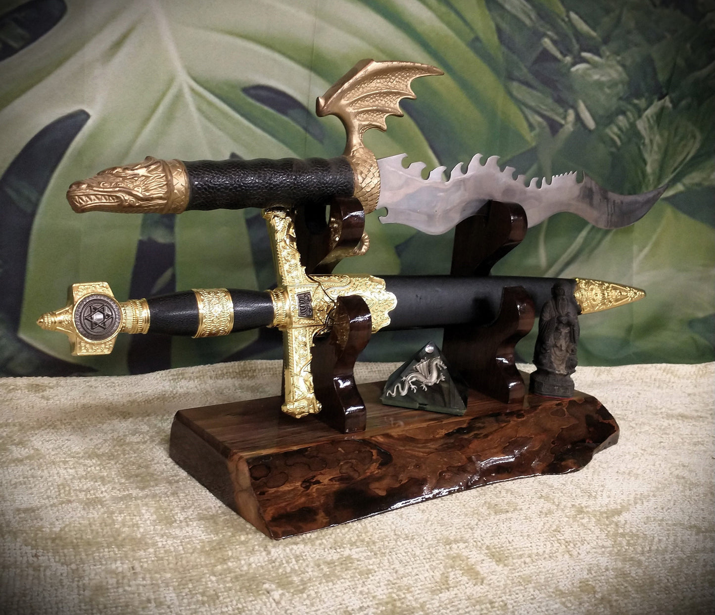 Exotic Live Edge Walnut Blade and Sheath Display Stand Military Samurai Collectors Veterans Gift