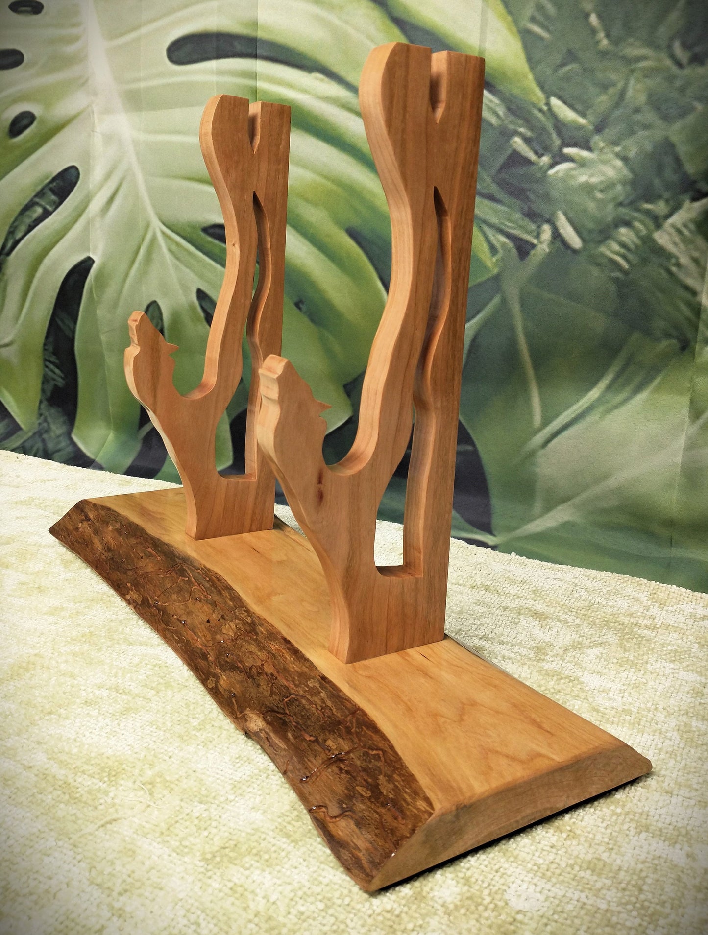 Rustic Live Edge Cherry Wolf Sword and Sheath Display Stand Military Samurai Collectors Veterans Gift