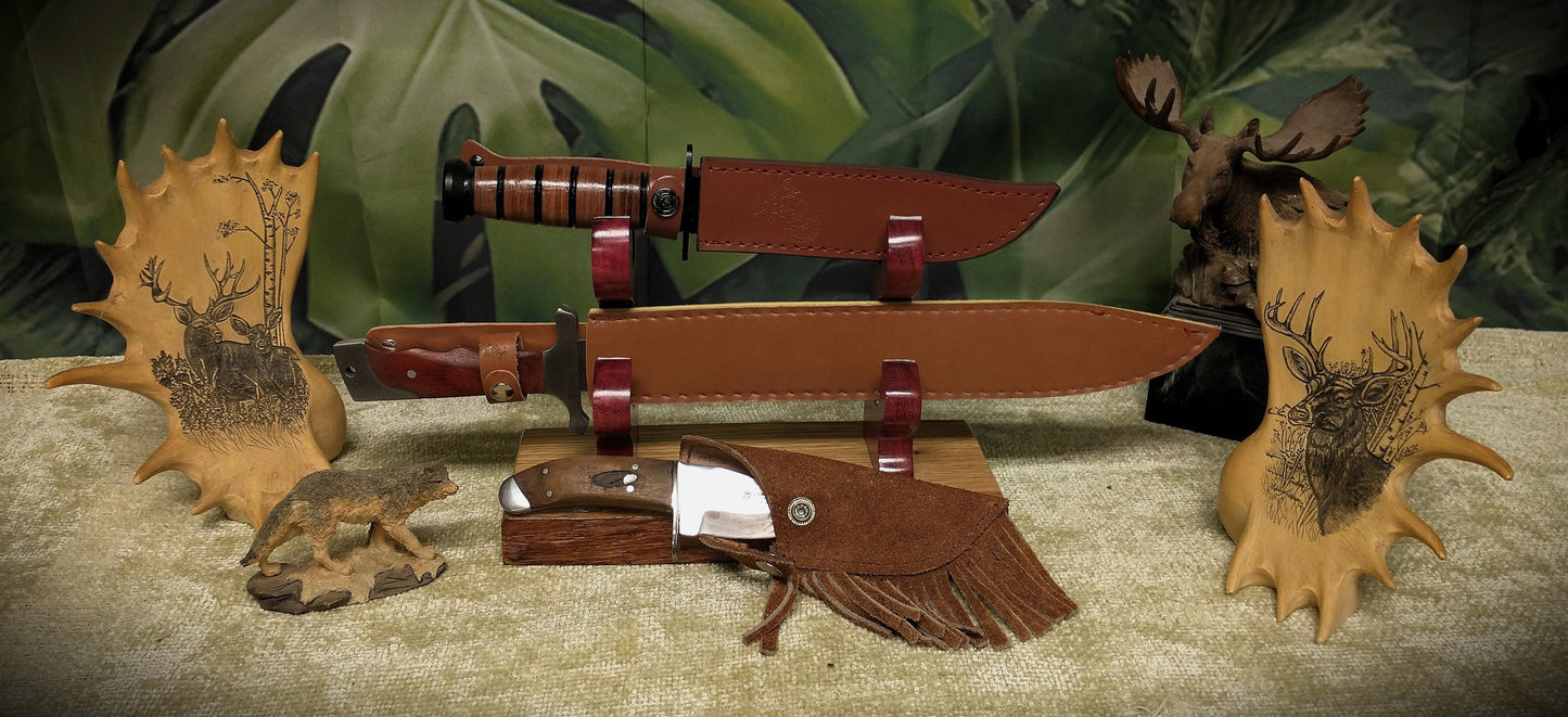 Rustic 2 Tier Live Edge Swamp Oak Purple Heart Display Stand Samurai Military Collectors Gift