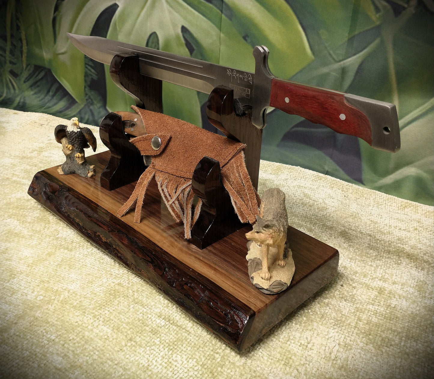 Live Edge Walnut Blade and Sheath Display Stand Military Samurai Collectors Veterans Gift