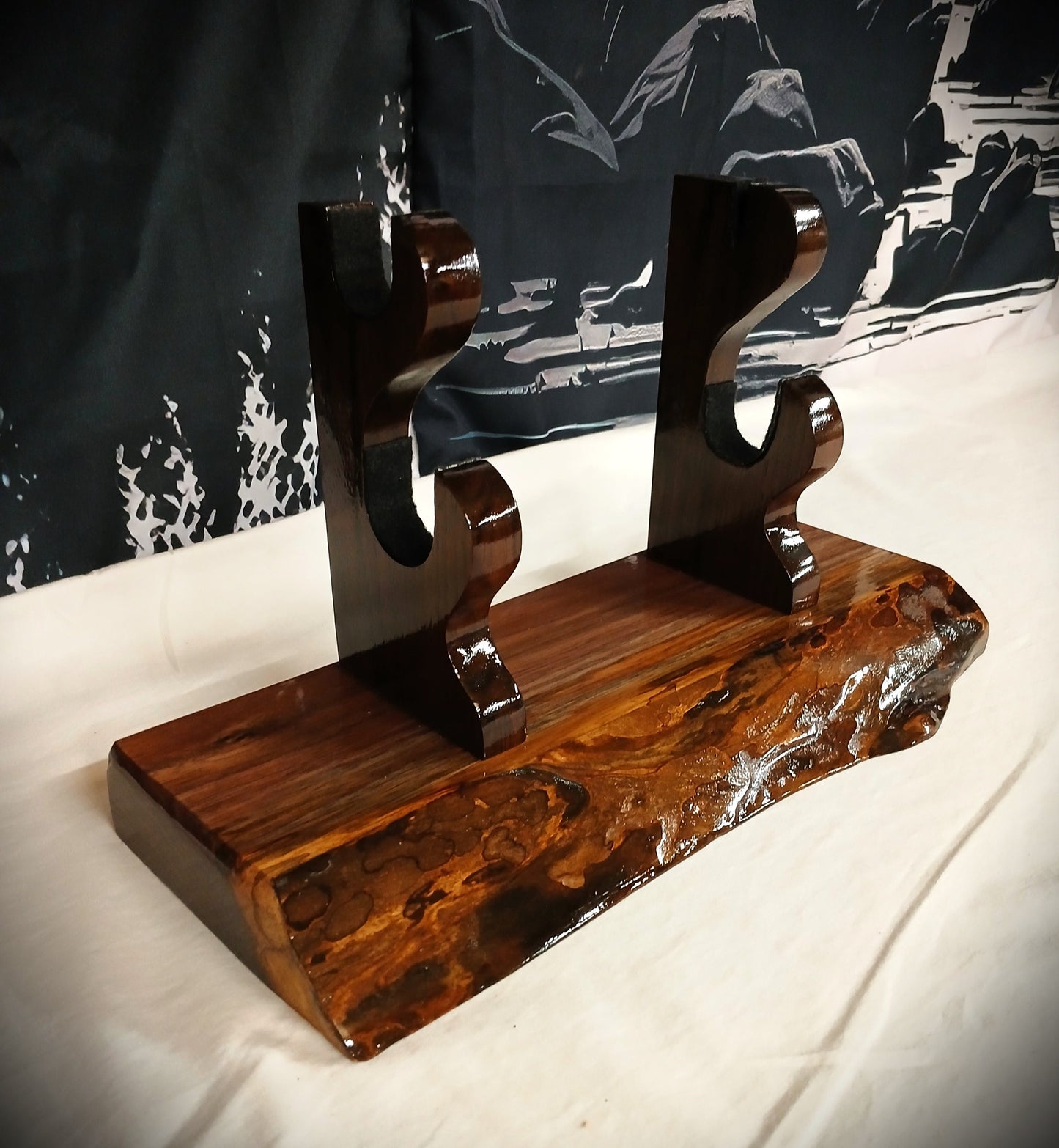 Exotic Live Edge Walnut Blade and Sheath Display Stand Military Samurai Collectors Veterans Gift