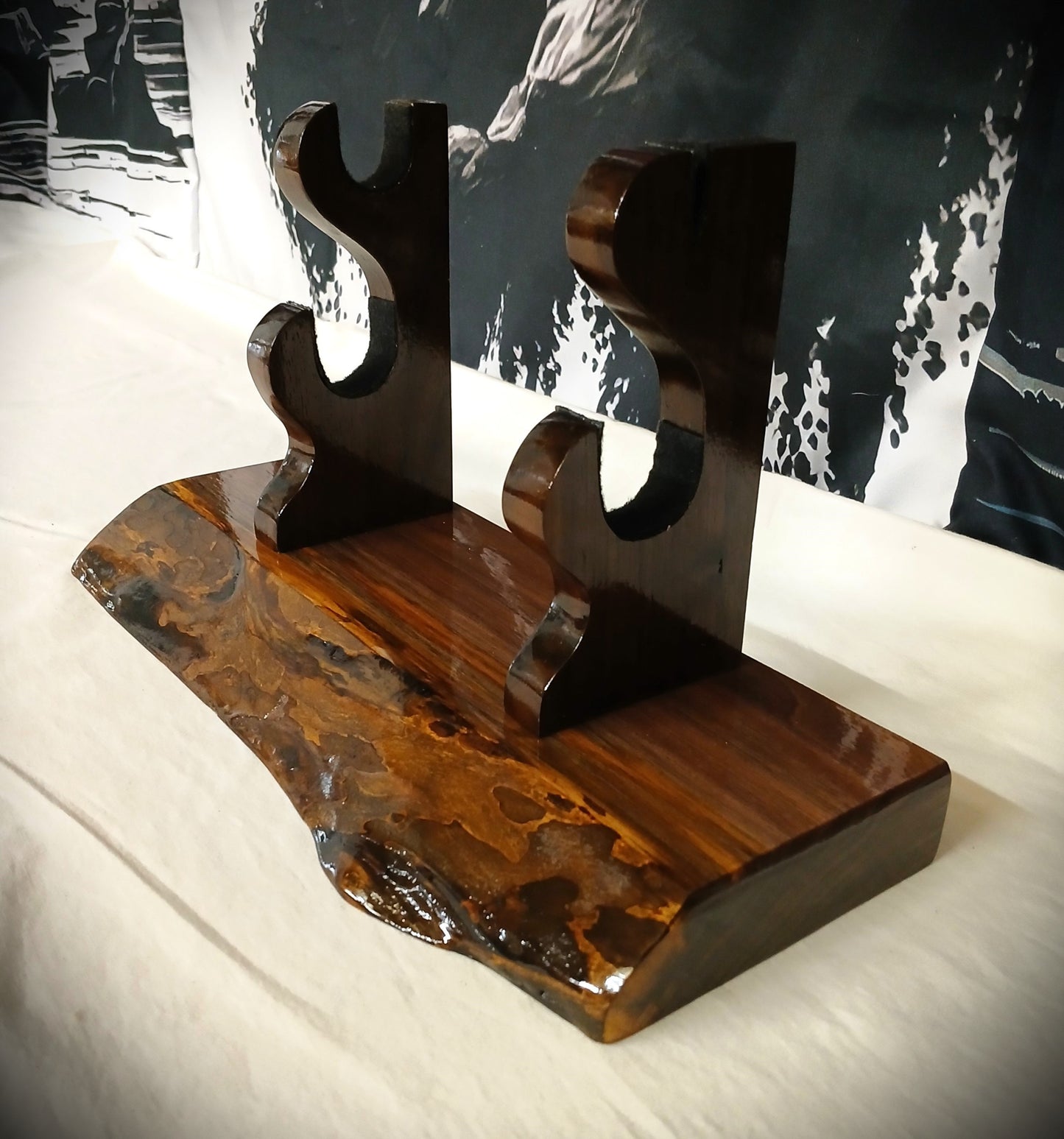 Exotic Live Edge Walnut Blade and Sheath Display Stand Military Samurai Collectors Veterans Gift