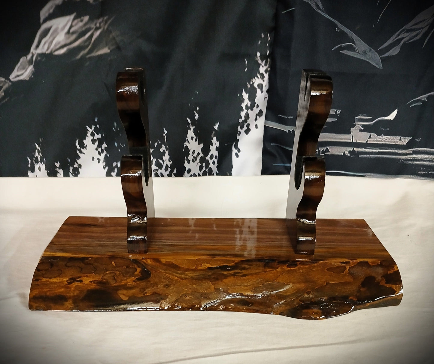 Exotic Live Edge Walnut Blade and Sheath Display Stand Military Samurai Collectors Veterans Gift