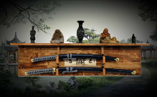 Traditional 2 Tier Sword Rack/Shelf Display Beautiful Bushido Dragon Samurai Katana Great Collectors Gift