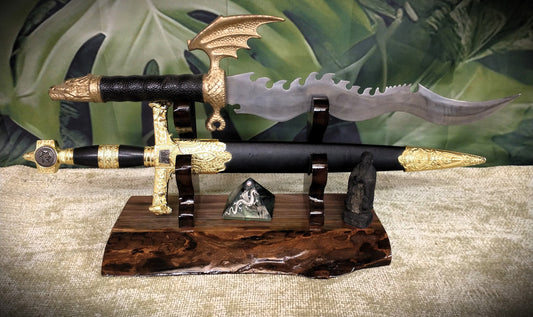 Exotic Live Edge Walnut Blade and Sheath Display Stand Military Samurai Collectors Veterans Gift