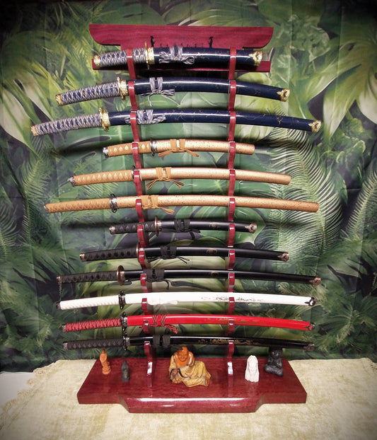 Professional 12 Tier Purple Heart Katana Wakizashi Sword Stand Display Dojo Martial Arts Collectors Gift