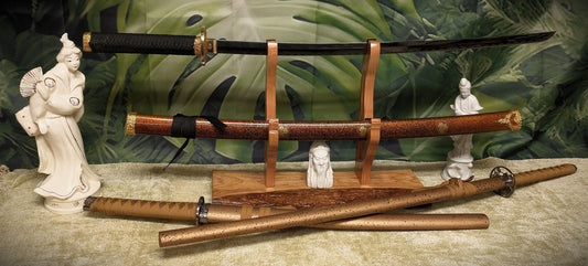 Rustic Live Edge Cherry Wolf Sword and Sheath Display Stand Military Samurai Collectors Veterans Gift